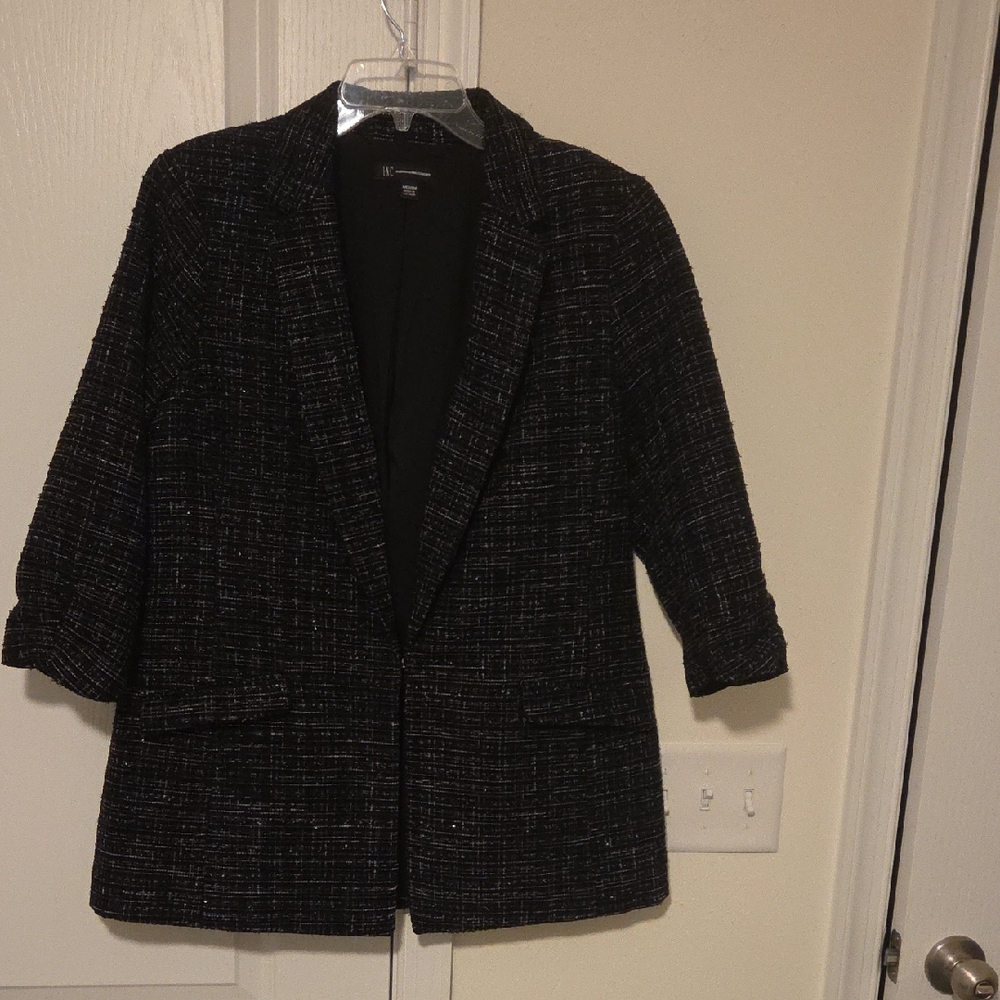 INC International Concepts Oversized Black Tweed Blazer